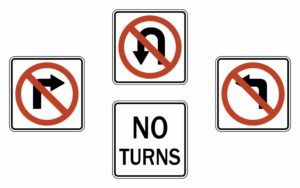 The city traffic engineer may determine those locations at which drivers of vehicles shall not make a right, left or “U” turn and shall place proper signs at such locations. The making of turns may be prohibited between certain hours of any day and permitted at other hours, in which event, such hours shall be plainly indicated on the signs or they may be removed when such turns are permitted.