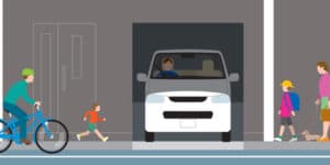 The driver of a vehicle emerging from any alley, driveway or building shall stop such vehicle immediately prior to driving onto a sidewalk or the sidewalk area extending across any alleyway, yielding the right-of-way to any pedestrian, and upon entering the roadway shall yield the right-of-way to all vehicles approaching on such roadway.