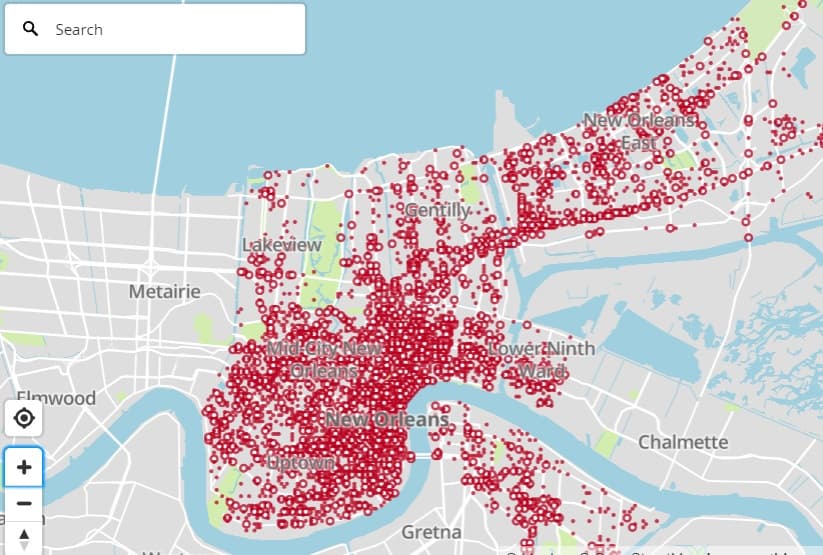 Hit and Run Accidents in New Orleans Map