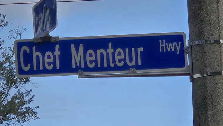 Chef Menteur Highway street sign in New Orleans East