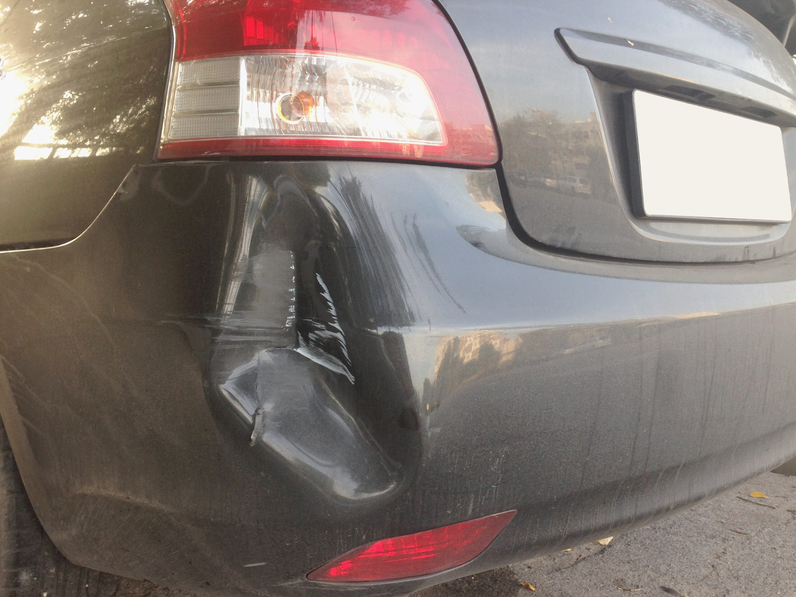 Two damaged cars after a collision on the road
